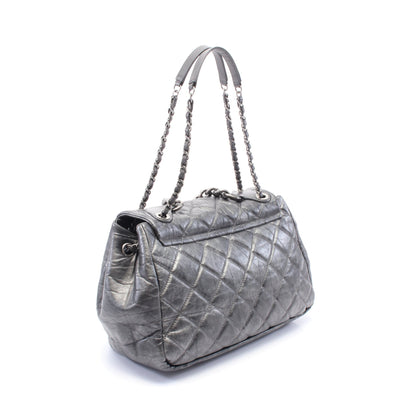 チェーンショルダーバッグ レザー ダークグレー アンティークシルバー金具 シャネル バッグ CHANEL