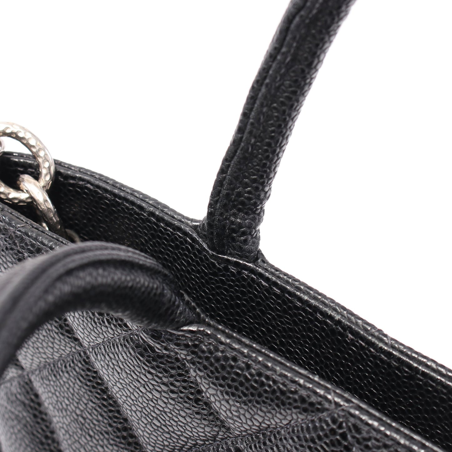 復刻トート ハンドバッグ トートバッグ キャビアスキン ブラック シルバー金具 シャネル バッグ CHANEL