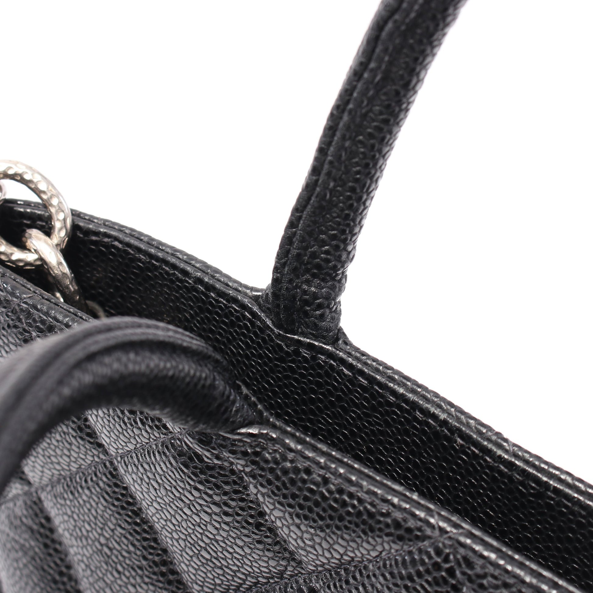 復刻トート ハンドバッグ トートバッグ キャビアスキン ブラック シルバー金具 シャネル バッグ CHANEL