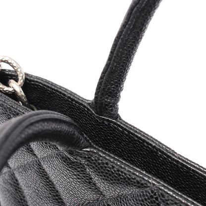 復刻トート ハンドバッグ トートバッグ キャビアスキン ブラック シルバー金具 シャネル バッグ CHANEL