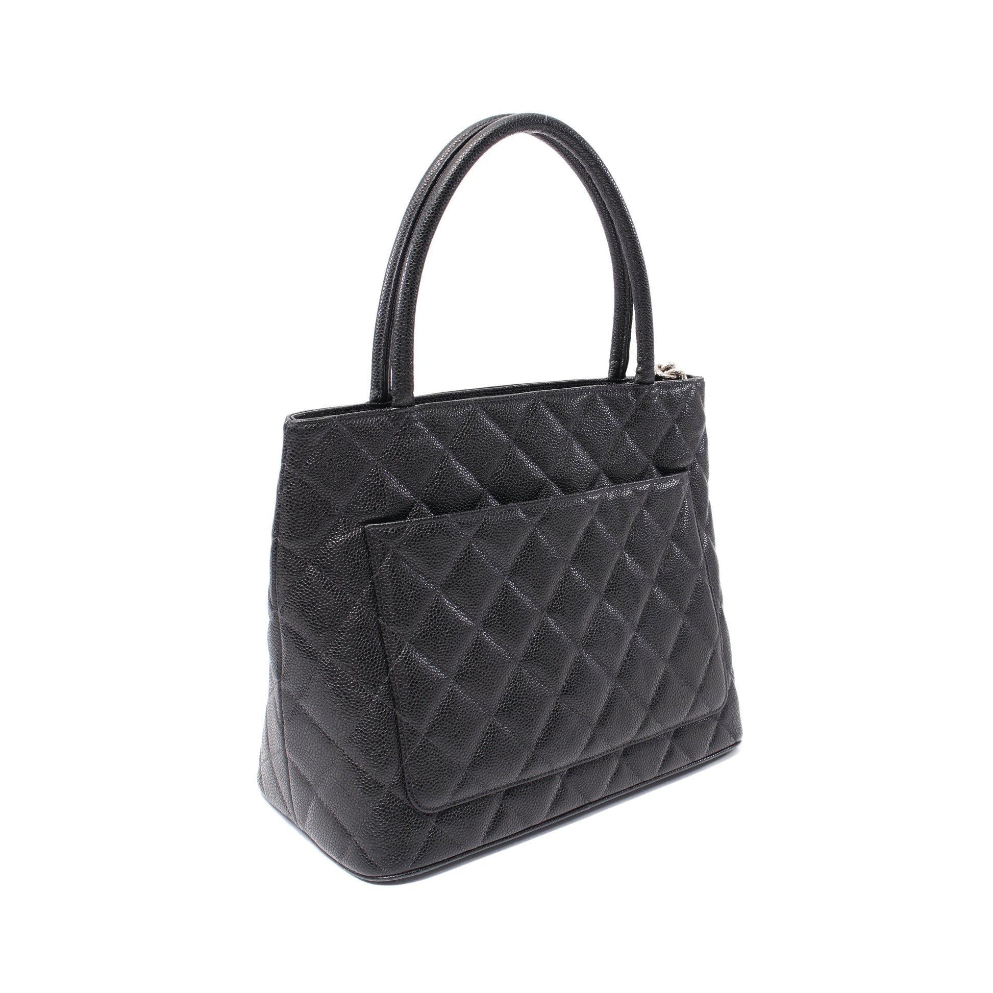 復刻トート ハンドバッグ トートバッグ キャビアスキン ブラック シルバー金具 シャネル バッグ CHANEL