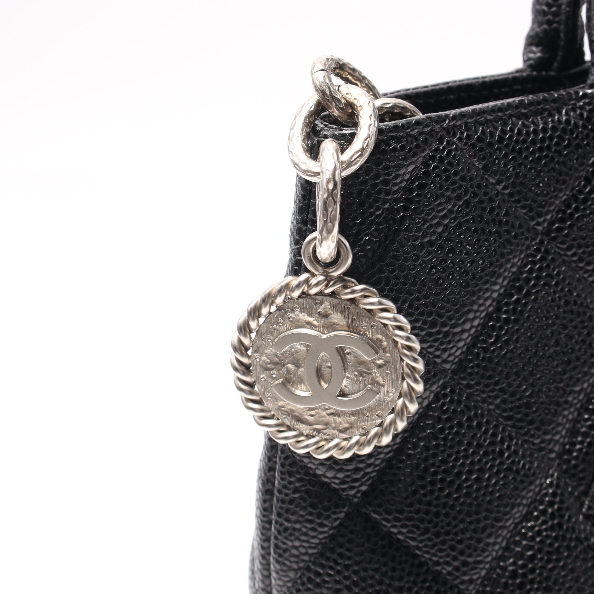 復刻トート ハンドバッグ トートバッグ キャビアスキン ブラック シルバー金具 シャネル バッグ CHANEL
