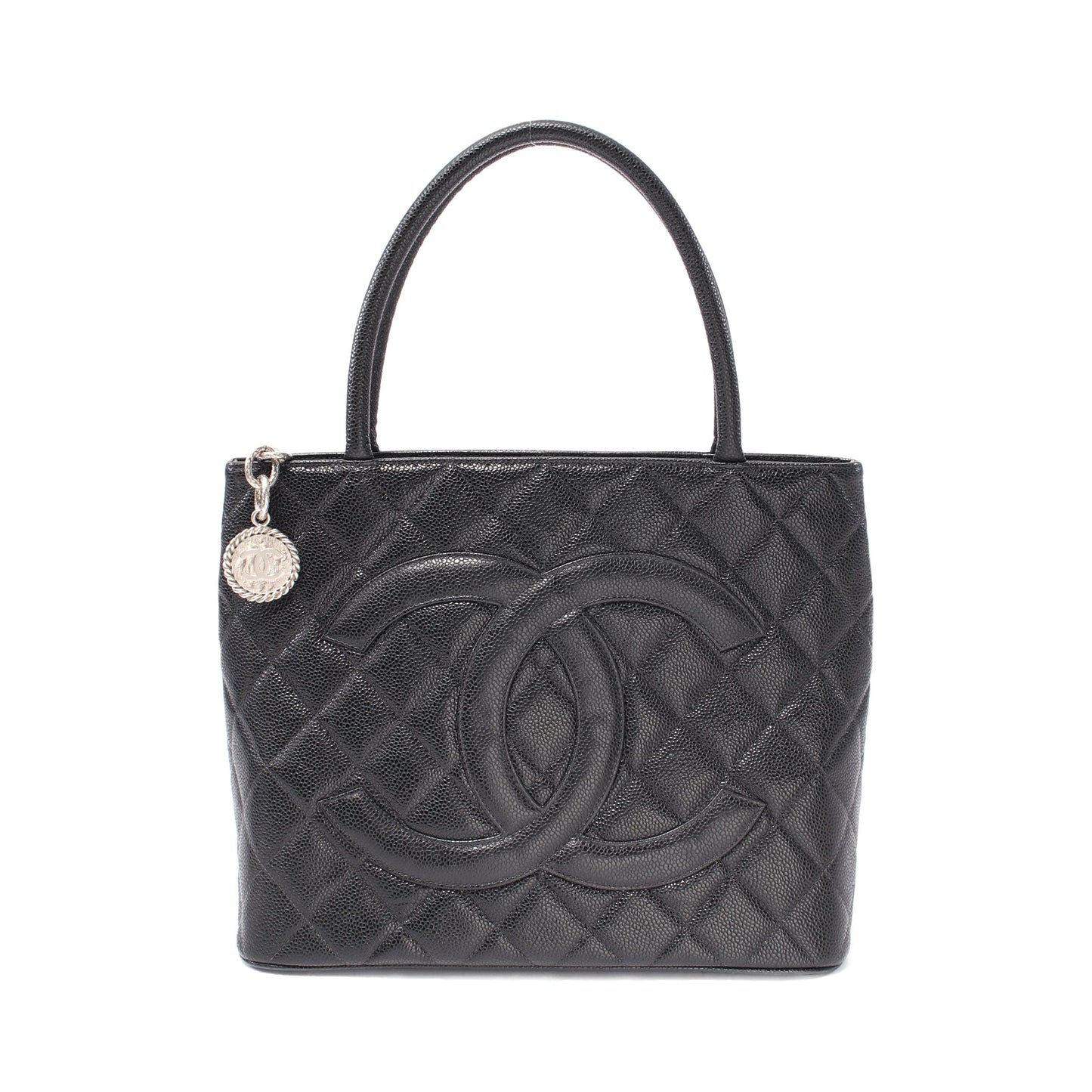 復刻トート ハンドバッグ トートバッグ キャビアスキン ブラック シルバー金具 シャネル バッグ CHANEL
