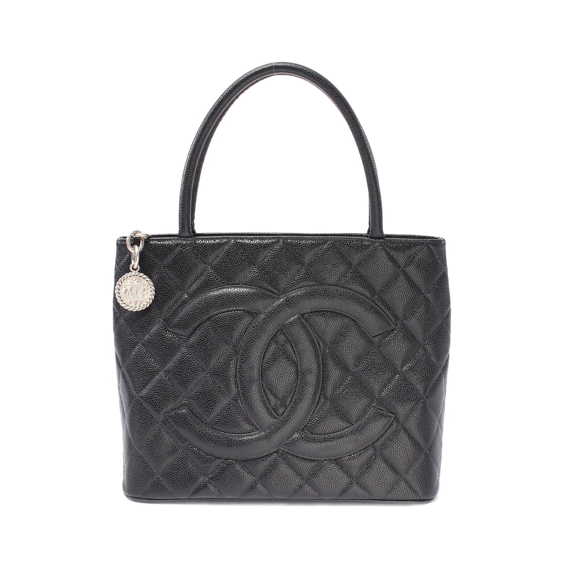 復刻トート ハンドバッグ トートバッグ キャビアスキン ブラック シルバー金具 シャネル バッグ CHANEL