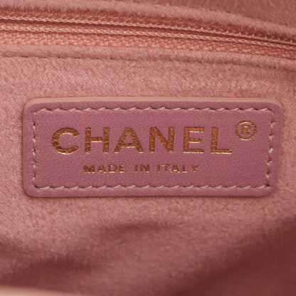 ドーヴィル スタッズロゴ 巾着 チェーンショルダーバッグ キャビアスキン ピンク ゴールド金具 シャネル バッグ CHANEL