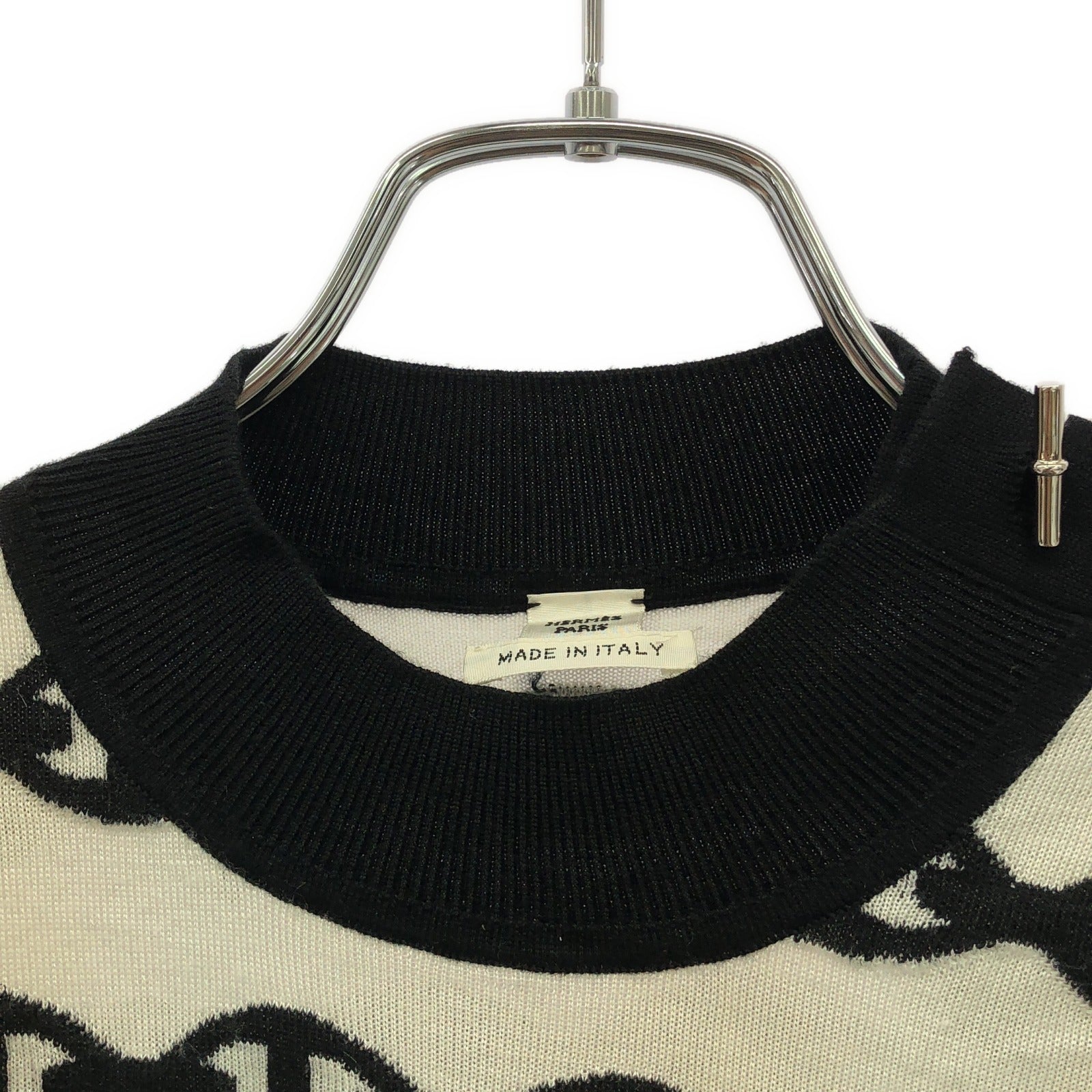 シェーヌダンクル ニット ホワイト ブラック ニット カシミヤ ホワイト