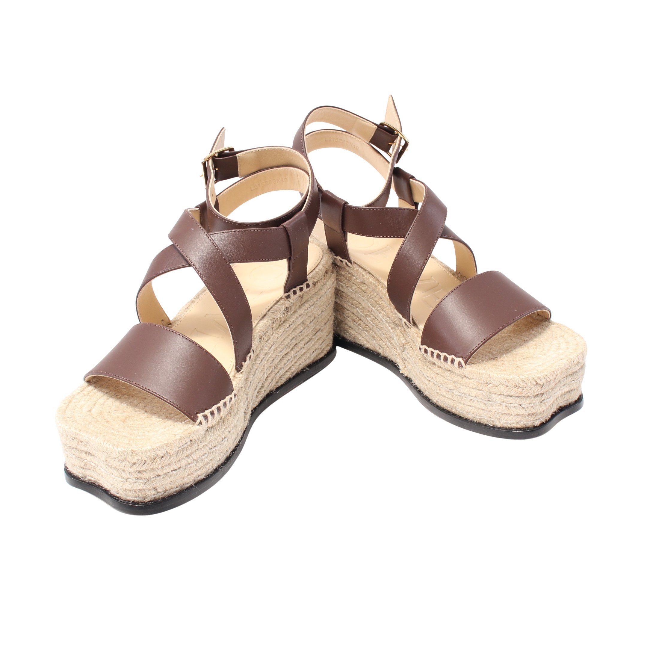 ペタル エスパドリーユ サンダル レザー ブラウン ウェッジソール
