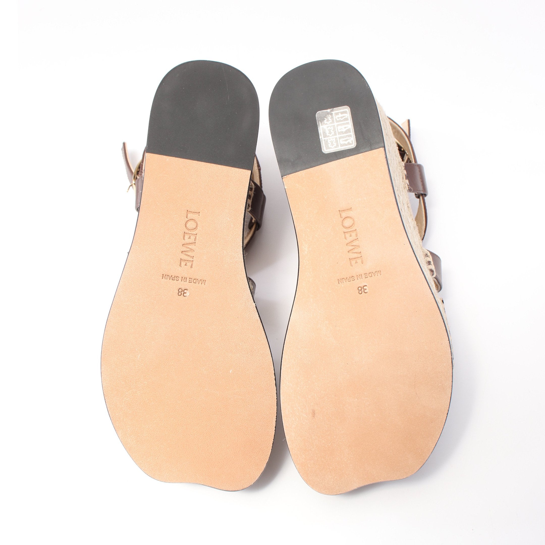 ペタル エスパドリーユ サンダル レザー ブラウン ウェッジソール