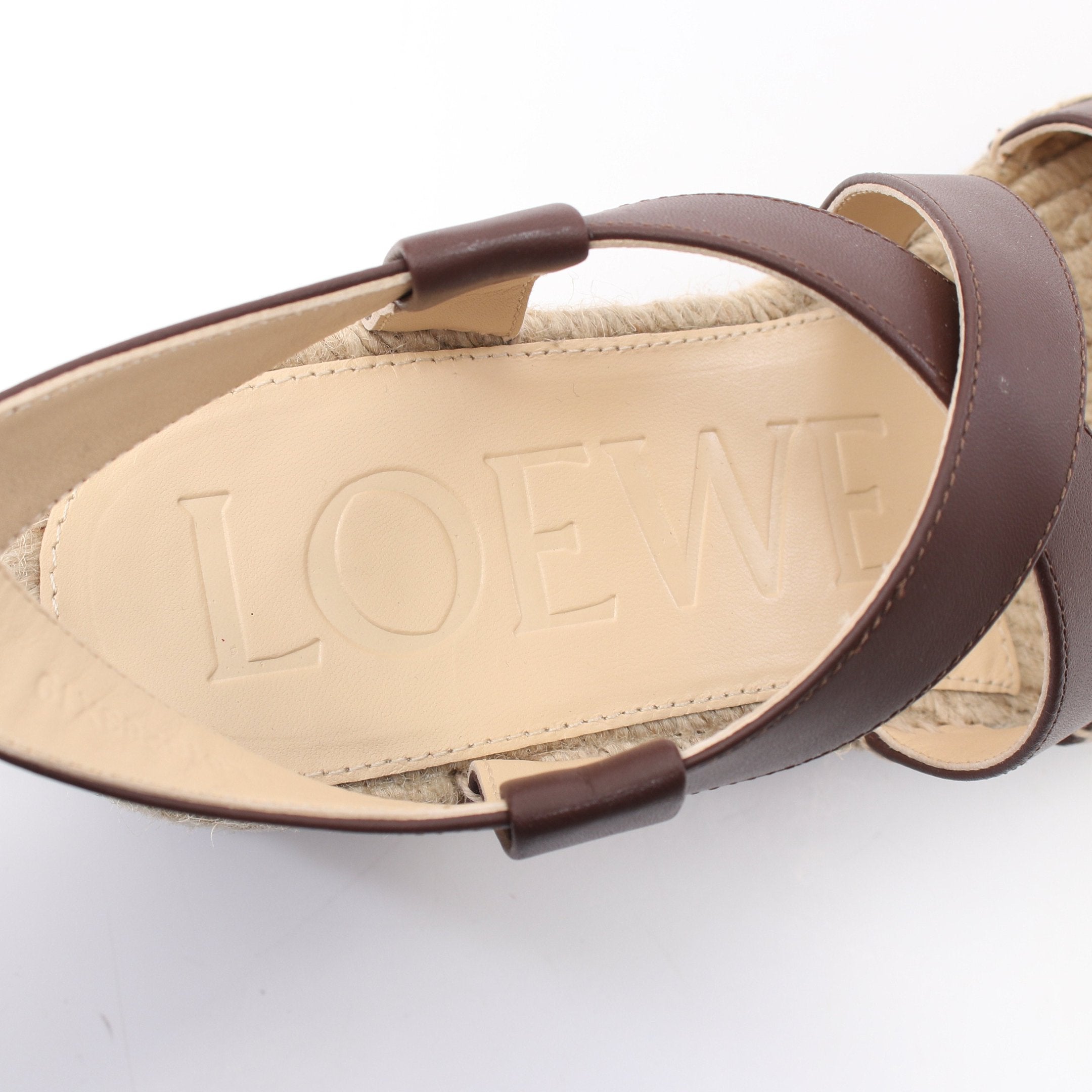 ペタル エスパドリーユ サンダル レザー ブラウン ウェッジソール