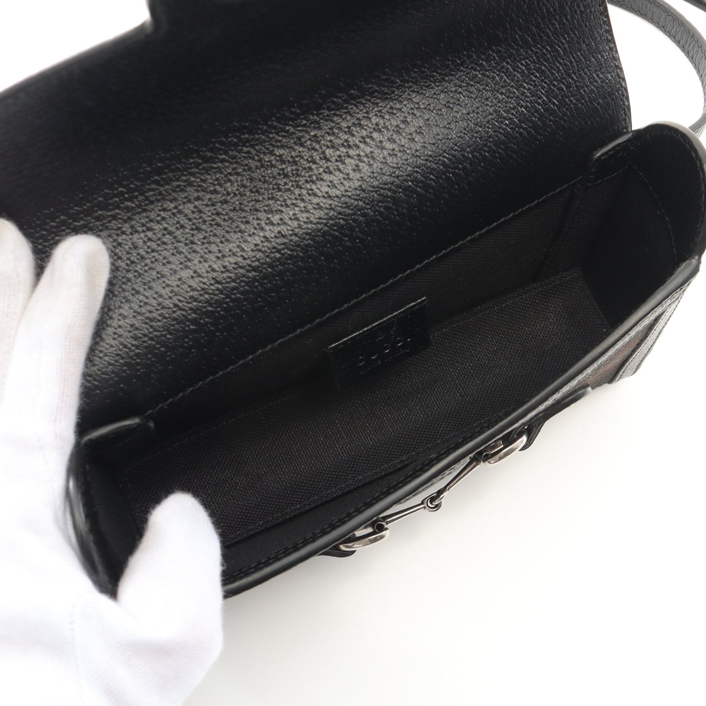 ホースビット1955 ジャンボGG ショルダーバッグ キャンバス レザー ブラック グッチ バッグ GUCCI