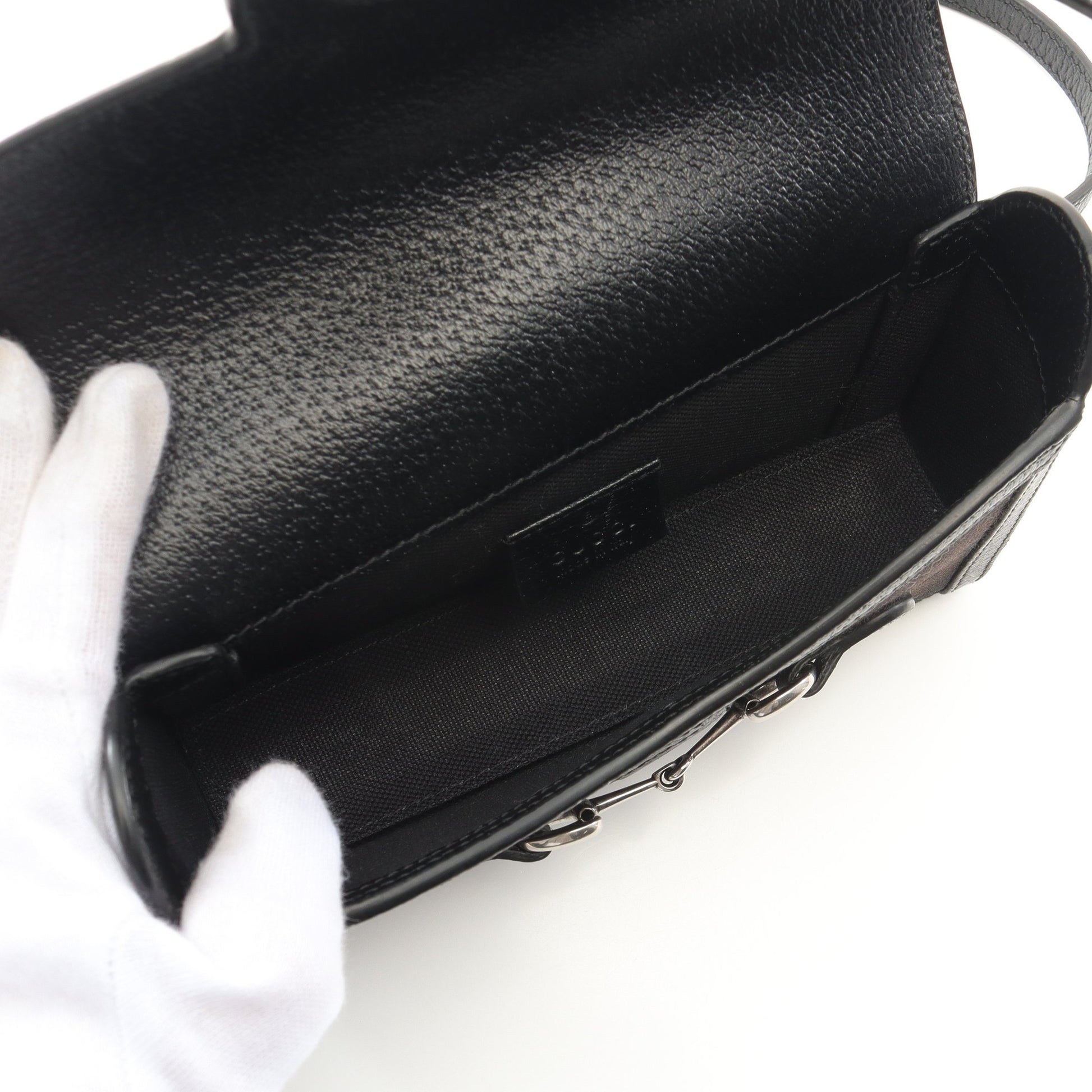 ホースビット1955 ジャンボGG ショルダーバッグ キャンバス レザー ブラック グッチ バッグ GUCCI