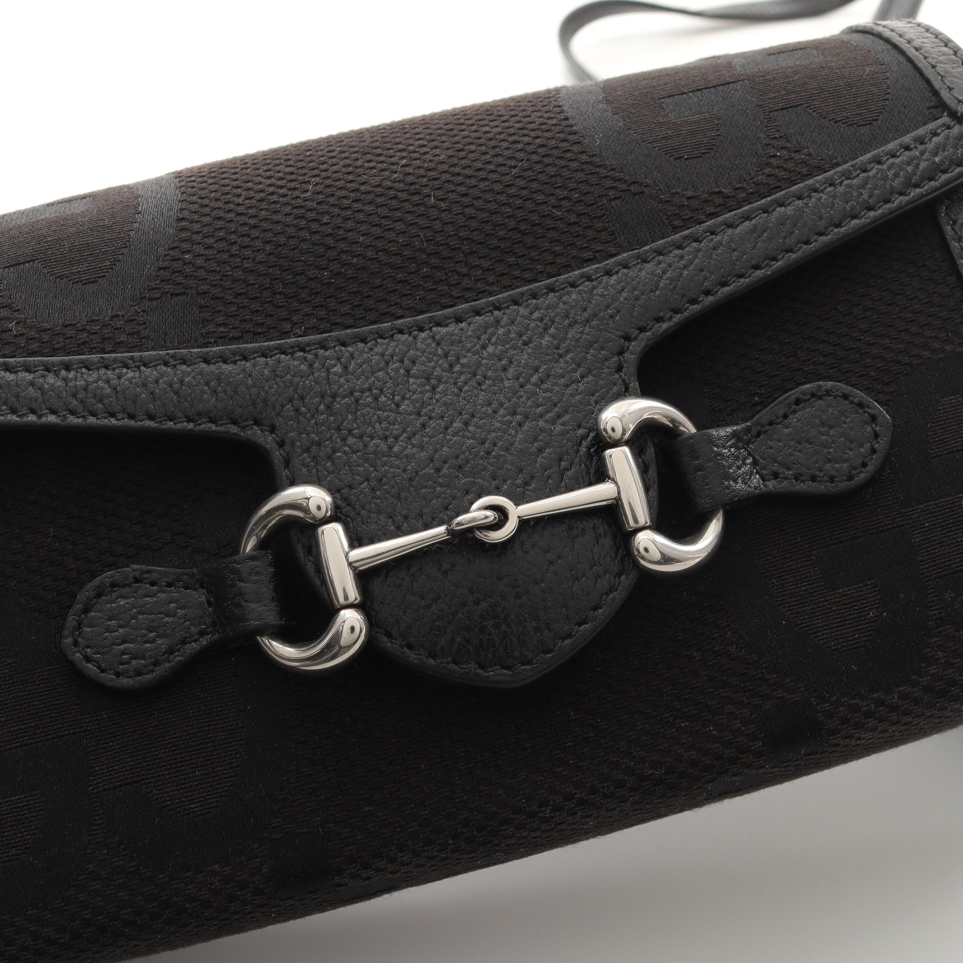 ホースビット1955 ジャンボGG ショルダーバッグ キャンバス レザー ブラック グッチ バッグ GUCCI