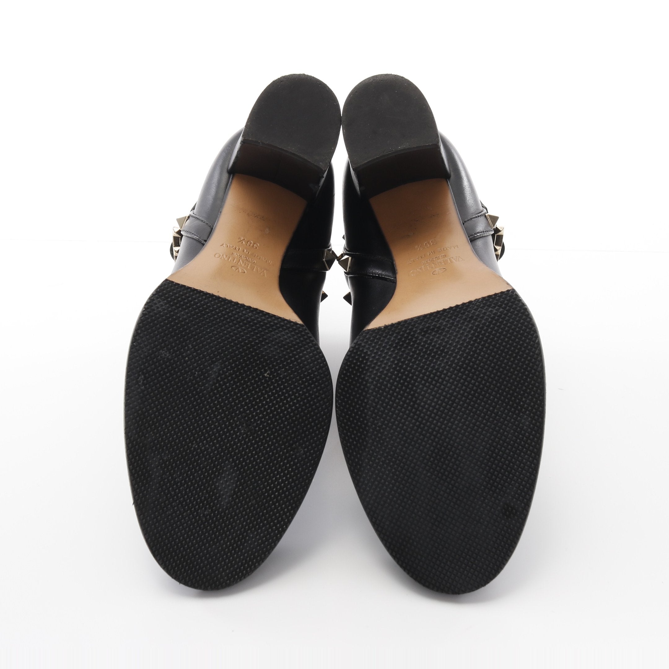 ショート ブーツ レザー ブラック ロックスタッズ ヴァレンティノ