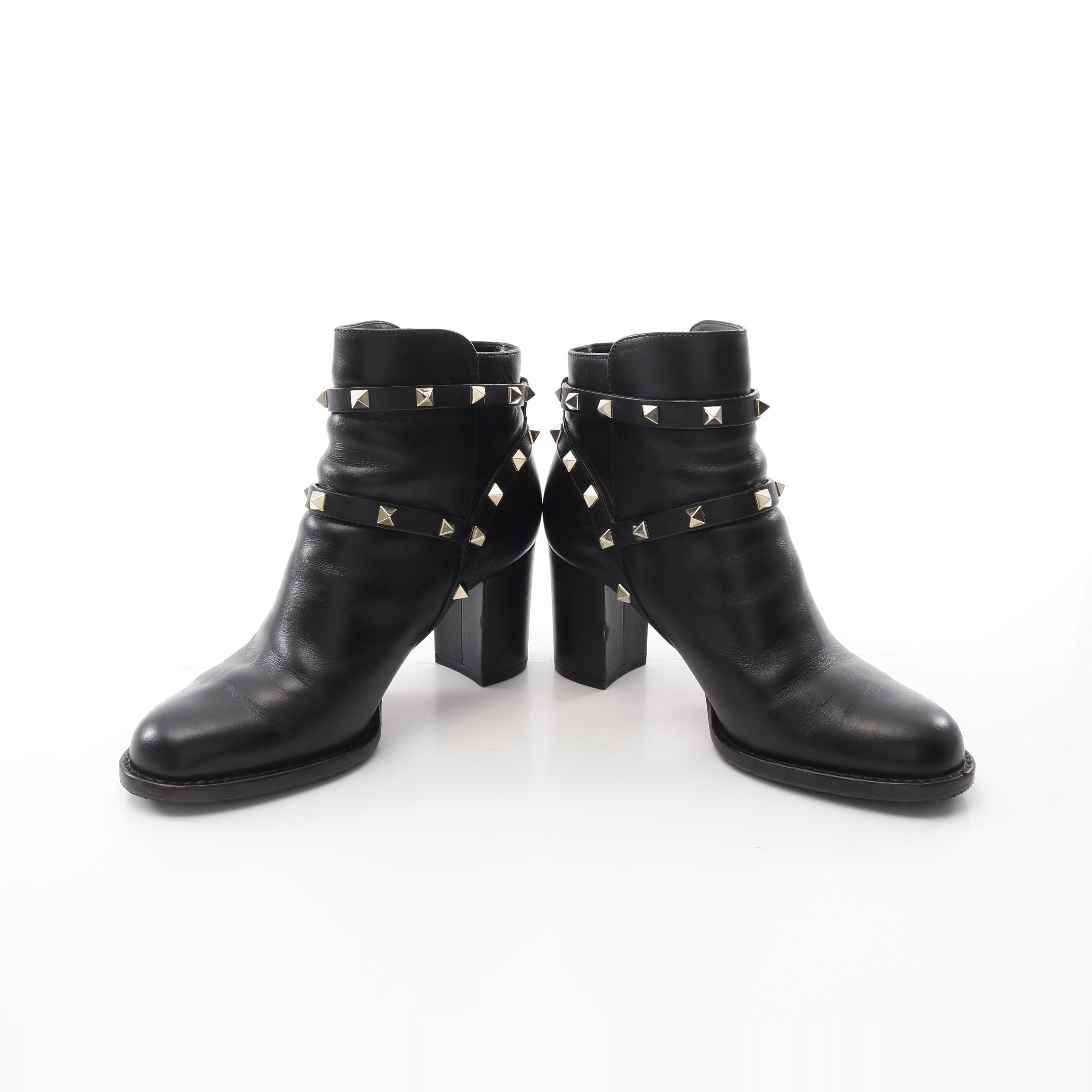 ヴァレンティノガラヴァーニ ショートブーツ ロックスタッズ レザー ショート ブーツ レザー ブラック ロックスタッズ