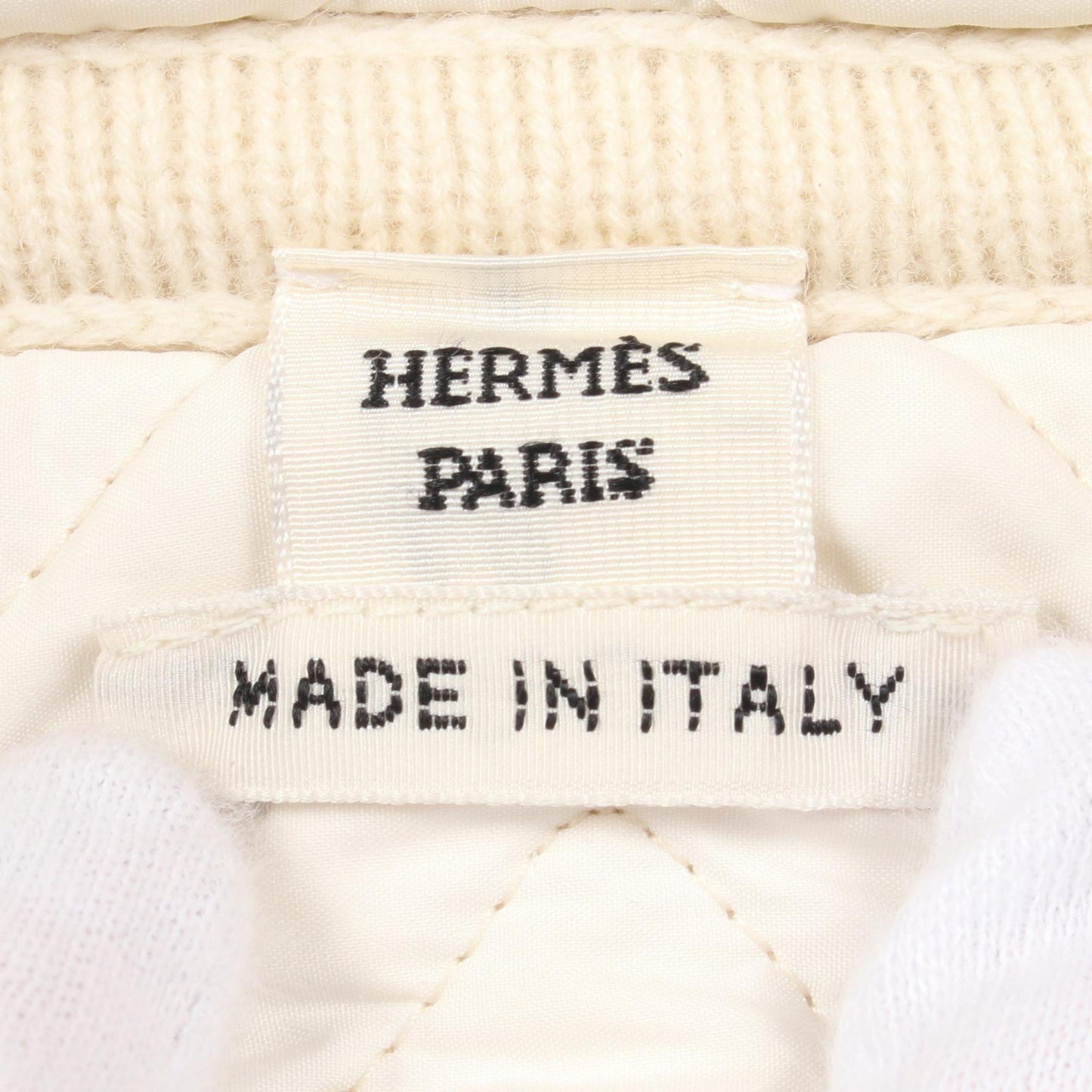 H柄 ブルゾン ウール オフホワイト フード付き エルメス アウター HERMES
