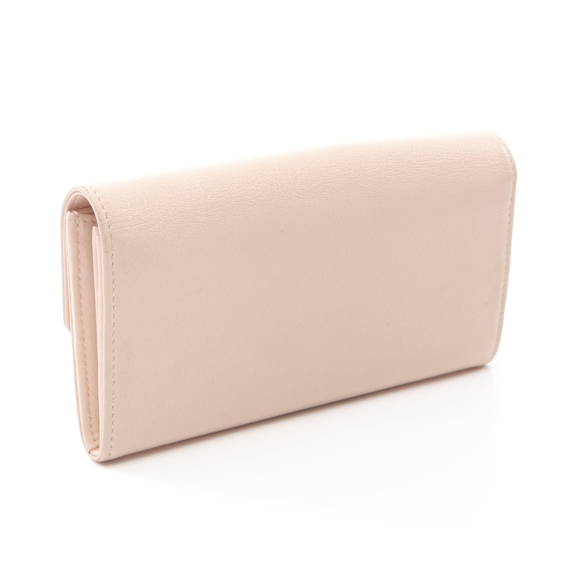 ココマーク 二つ折り長財布 レザー ピンクベージュ シルバー金具  