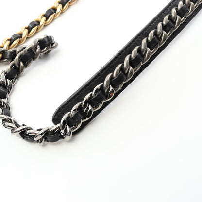 19 ディズヌフ マトラッセ チェーンショルダーバッグ レザー ブラック コンビ金具 2WAY シャネル バッグ CHANEL
