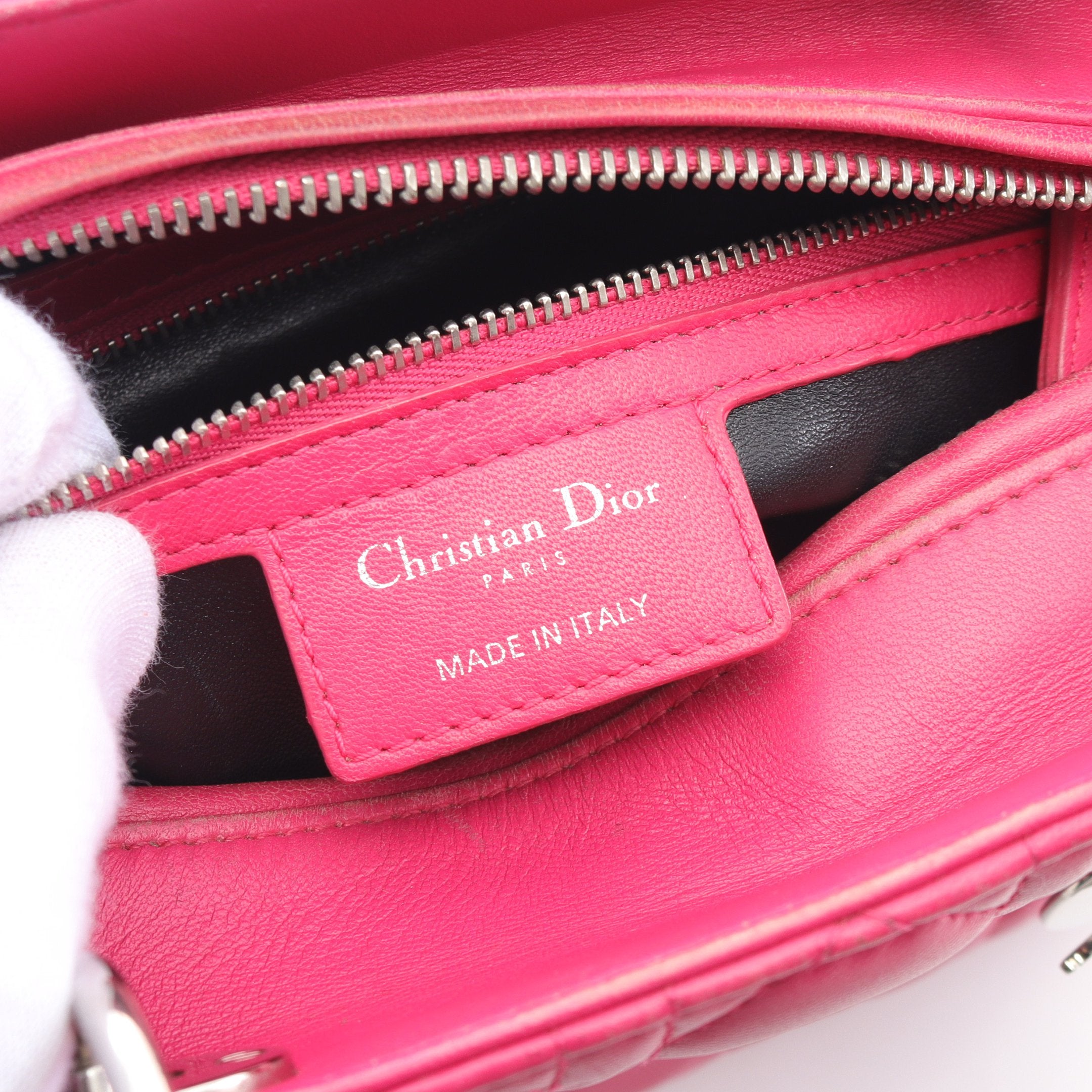 LADY DIOR レディディオール カナージュ ハンドバッグ レザー ピンク