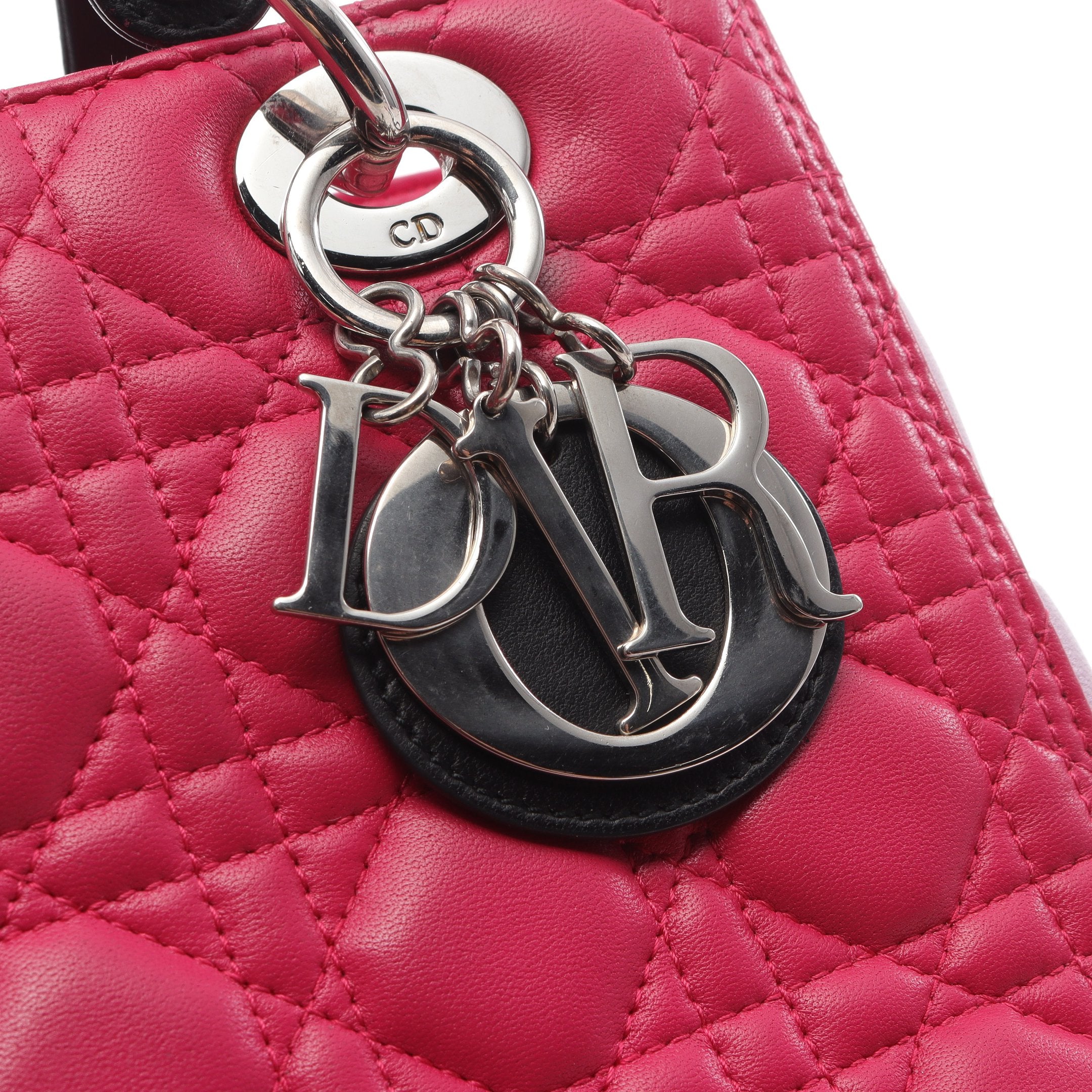 LADY DIOR レディディオール カナージュ ハンドバッグ レザー ピンク