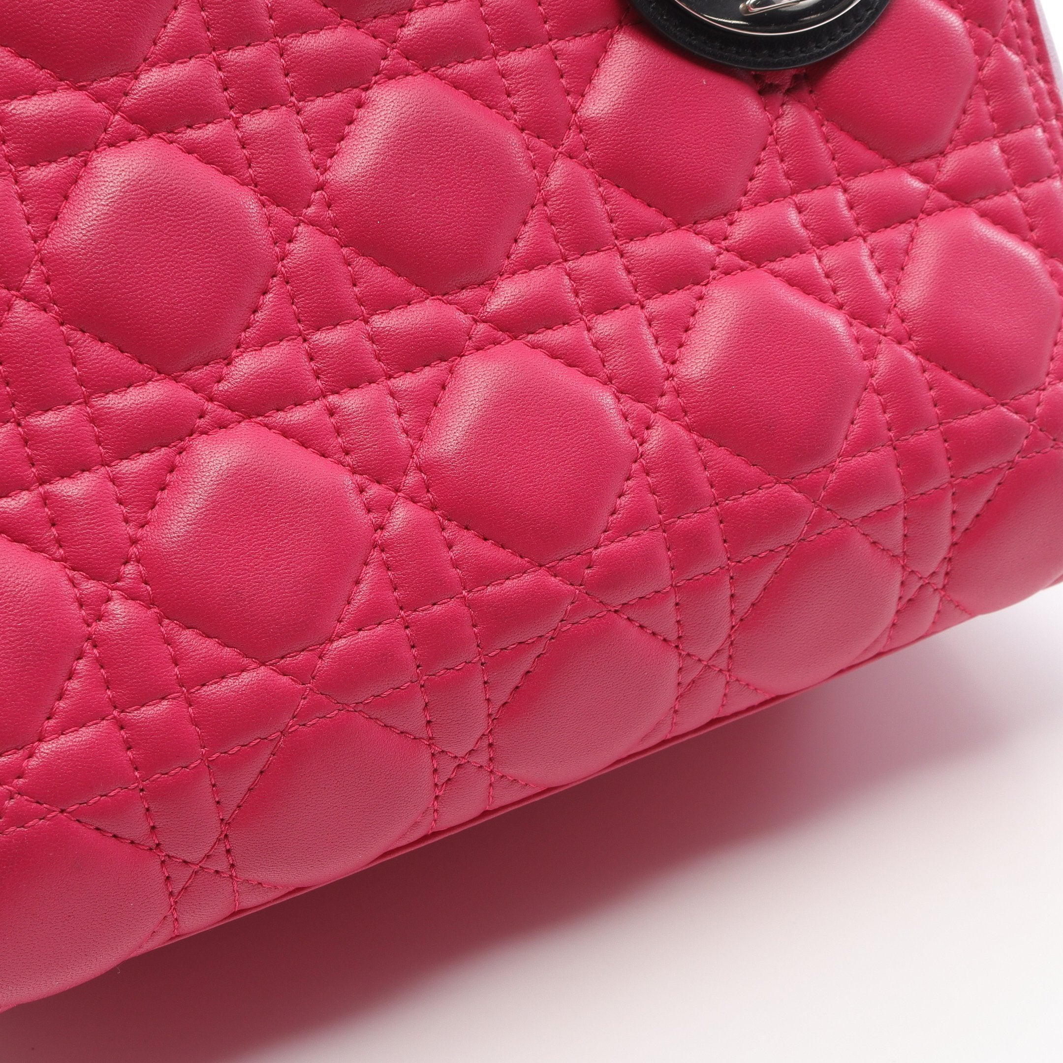 LADY DIOR レディディオール カナージュ ハンドバッグ レザー ピンク