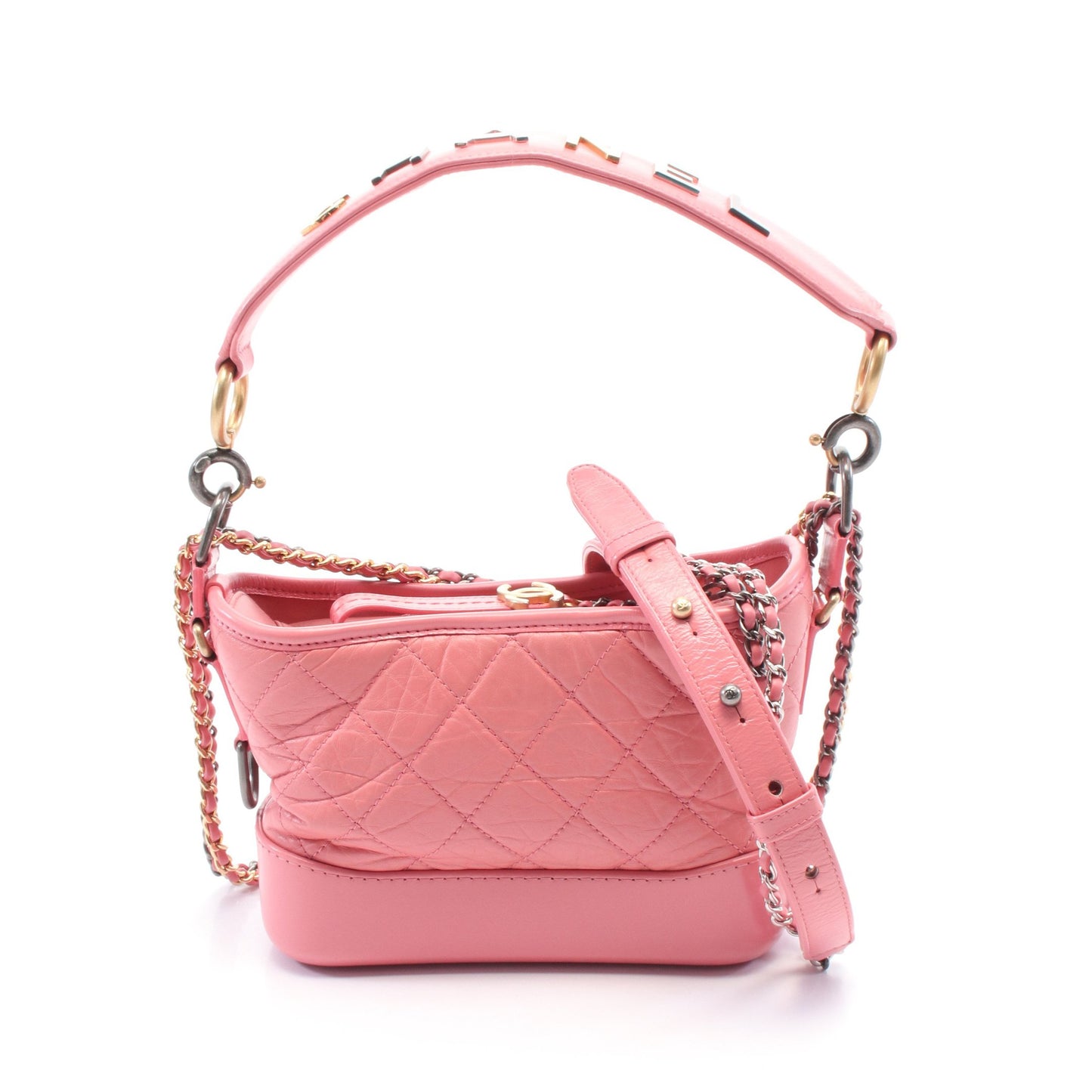 ガブリエル ドゥ シャネル スモール ホーボー チェーンショルダーバッグ レザー ピンク コンビ金具 シャネル バッグ CHANEL