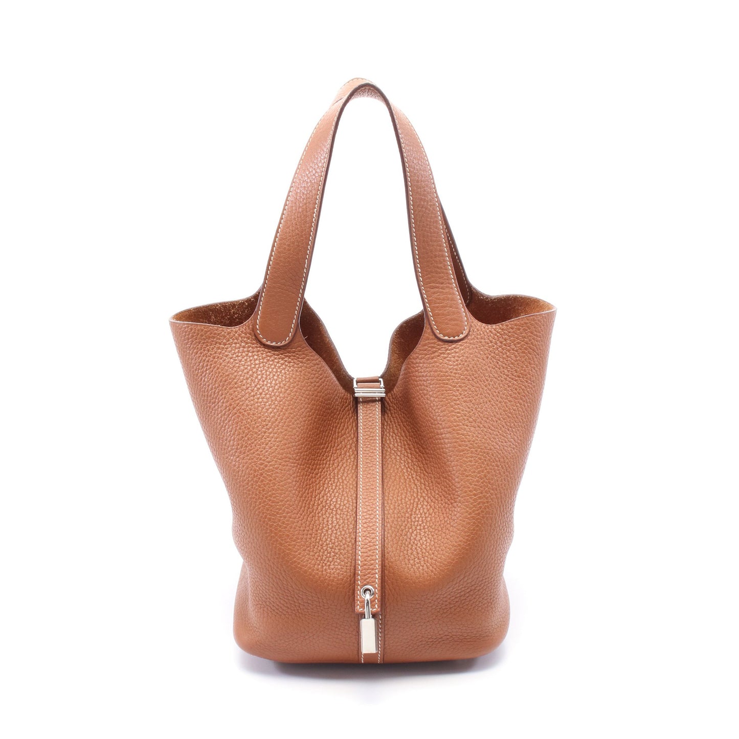 ピコタンロックMM ゴールド ハンドバッグ トリヨンクレマンス ブラウン シルバー金具 C刻印 エルメス バッグ HERMES