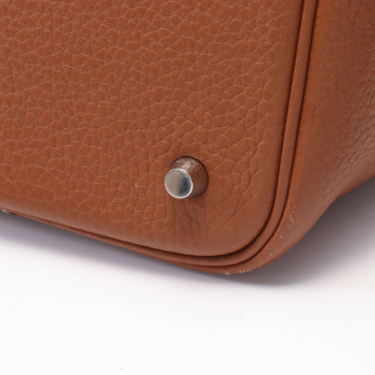ピコタンロックMM ゴールド ハンドバッグ トリヨンクレマンス ブラウン シルバー金具 C刻印 エルメス バッグ HERMES