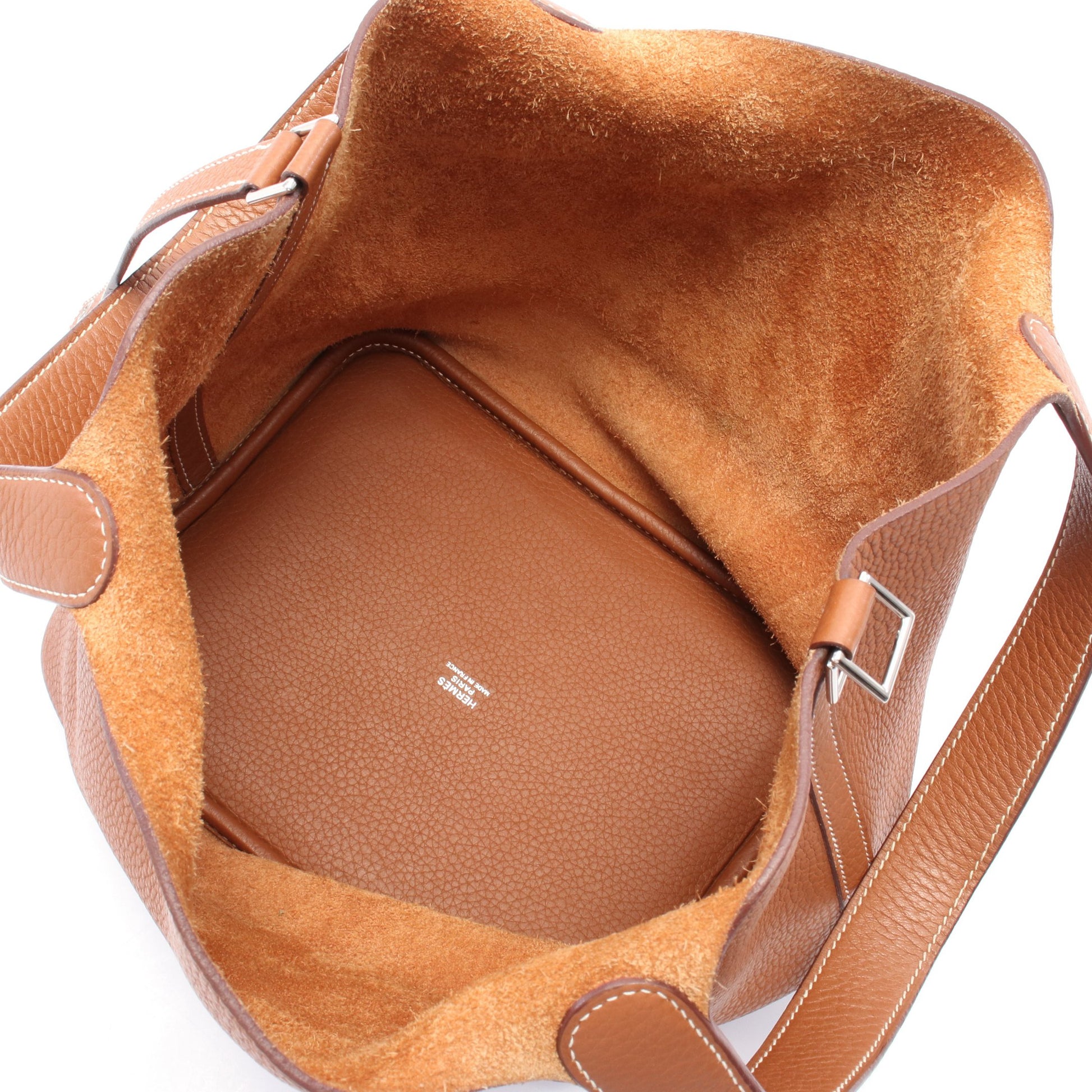 ピコタンロックMM ゴールド ハンドバッグ トリヨンクレマンス ブラウン シルバー金具 C刻印 エルメス バッグ HERMES