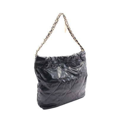 シャネル22 チェーンショルダーバッグ チェーントートバッグ レザー ブラック ゴールド金具 シャネル バッグ CHANEL