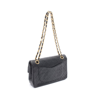 マトラッセ Wフラップ Wチェーンショルダーバッグ ラムスキン ブラック ゴールド金具 ヴィンテージ シャネル バッグ CHANEL