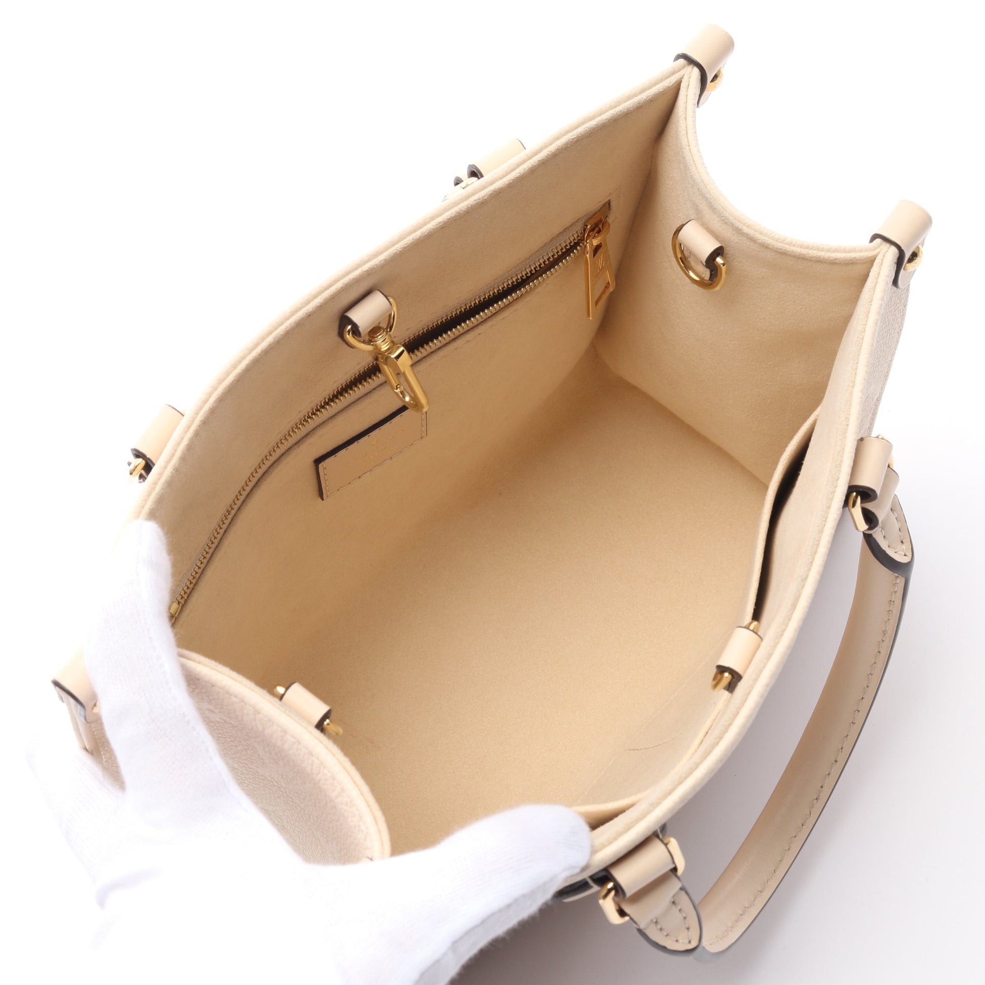 オンザゴーPM モノグラムアンプラント クレーム ハンドバッグ レザー アイボリー 2WAY ルイヴィトン バッグ LOUIS VUITTON