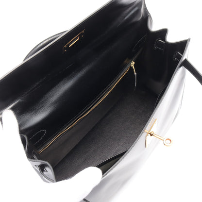 ケリー ブラック ハンドバッグ ボックスカーフ ブラック ゴールド金具 外縫い ○I刻印 エルメス バッグ HERMES