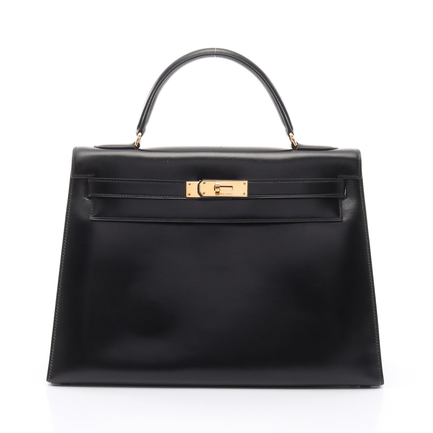 ケリー ブラック ハンドバッグ ボックスカーフ ブラック ゴールド金具 外縫い ○I刻印 エルメス バッグ HERMES