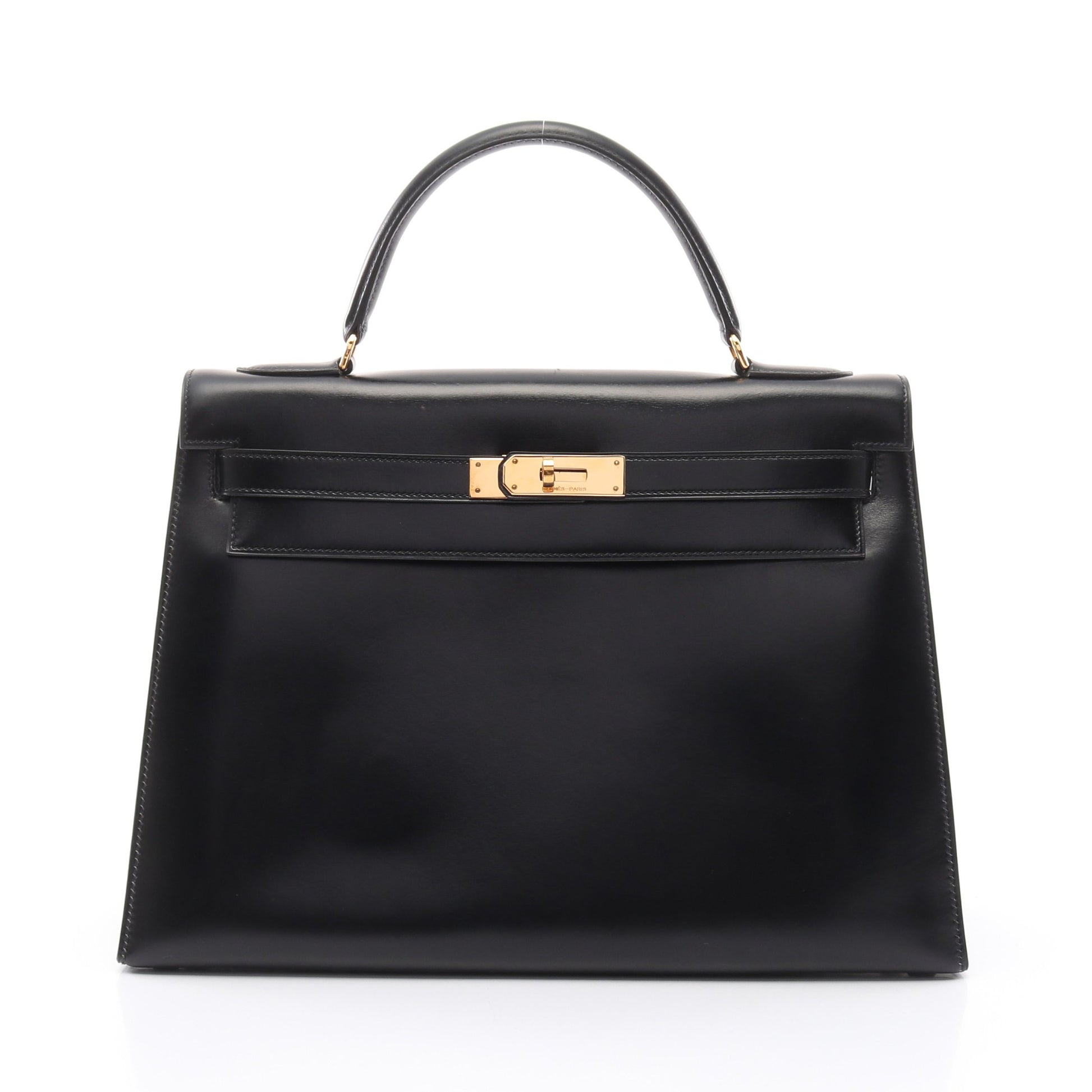 ケリー ブラック ハンドバッグ ボックスカーフ ブラック ゴールド金具 外縫い ○I刻印 エルメス バッグ HERMES