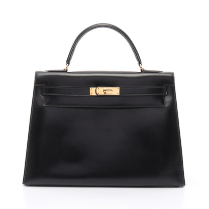 ケリー ブラック ハンドバッグ ボックスカーフ ブラック ゴールド金具 外縫い ○I刻印 エルメス バッグ HERMES