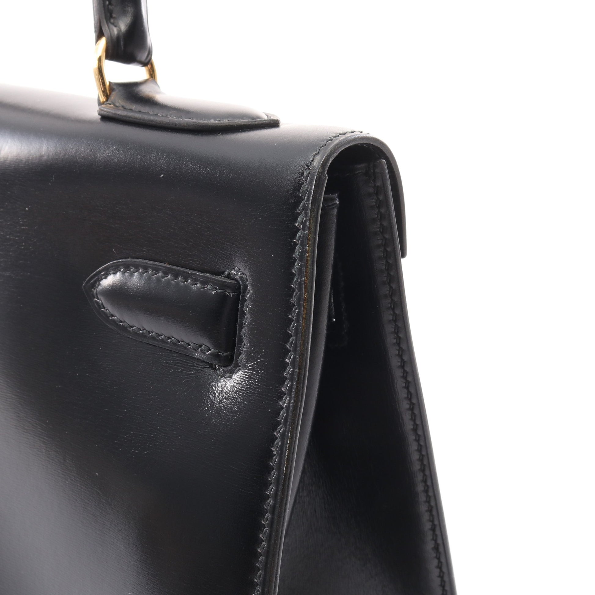 ケリー ブラック ハンドバッグ ボックスカーフ ブラック ゴールド金具 外縫い ○I刻印 エルメス バッグ HERMES