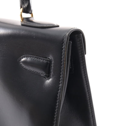 ケリー ブラック ハンドバッグ ボックスカーフ ブラック ゴールド金具 外縫い ○I刻印 エルメス バッグ HERMES