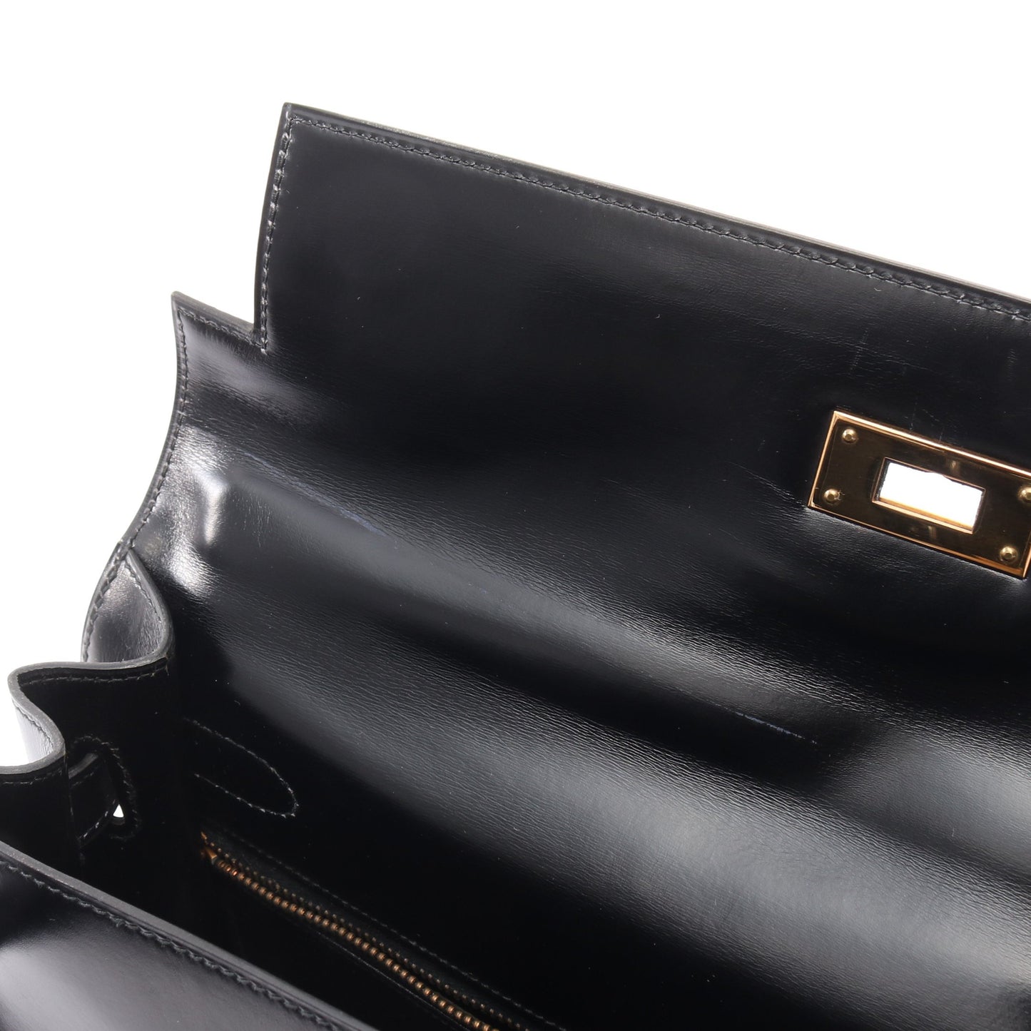ケリー ブラック ハンドバッグ ボックスカーフ ブラック ゴールド金具 外縫い ○I刻印 エルメス バッグ HERMES