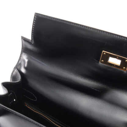 ケリー ブラック ハンドバッグ ボックスカーフ ブラック ゴールド金具 外縫い ○I刻印 エルメス バッグ HERMES
