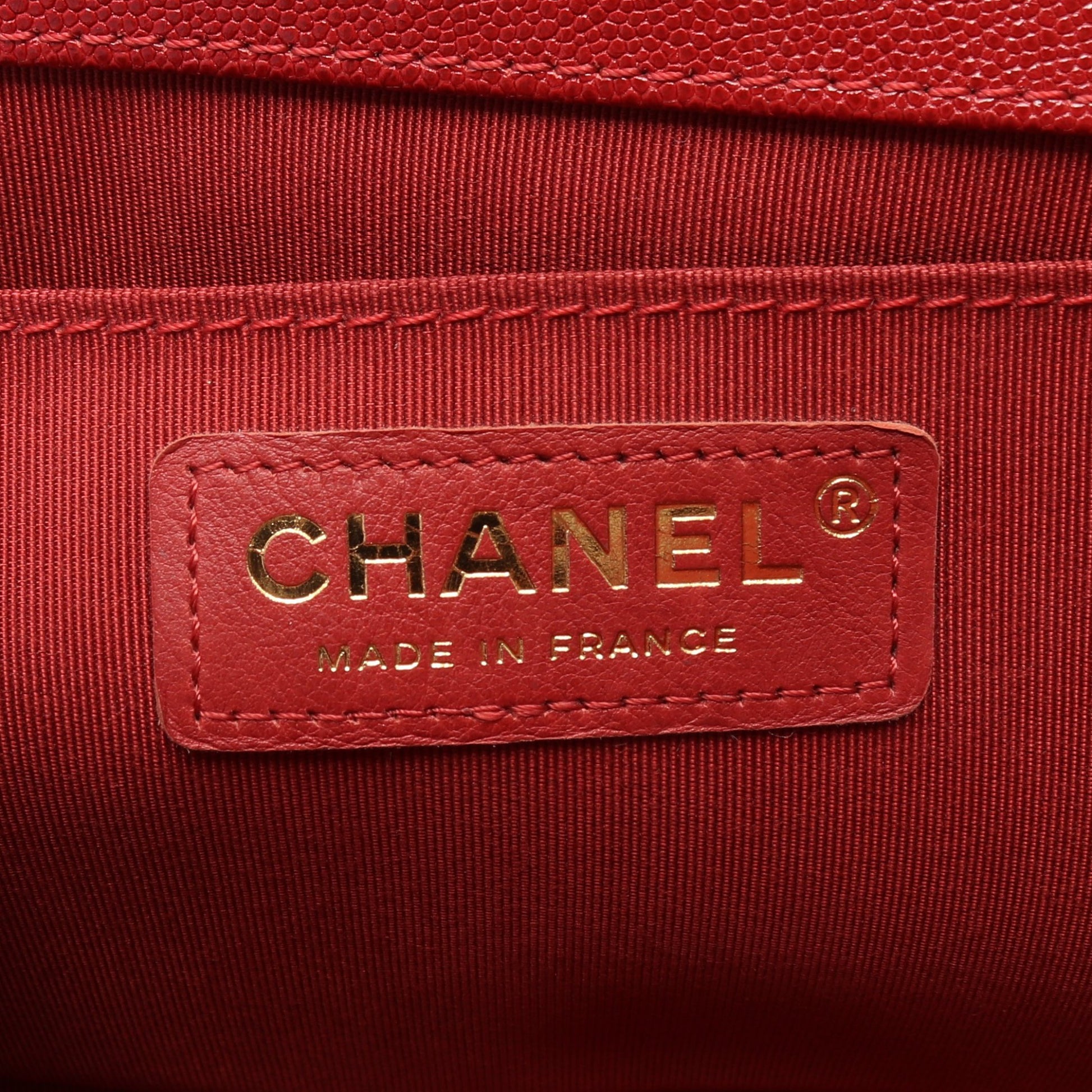 ボーイシャネル チェーンショルダーバッグ キャビアスキン レッド ゴールド金具 シャネル バッグ CHANEL