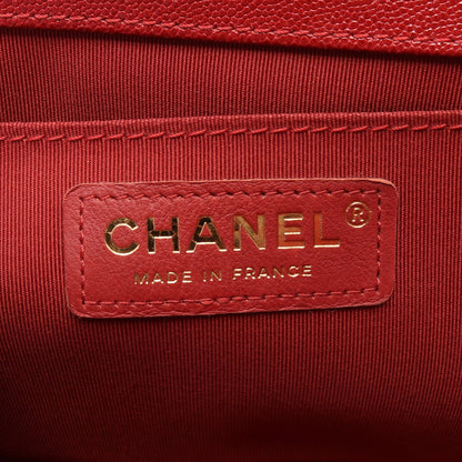 ボーイシャネル チェーンショルダーバッグ キャビアスキン レッド ゴールド金具 シャネル バッグ CHANEL