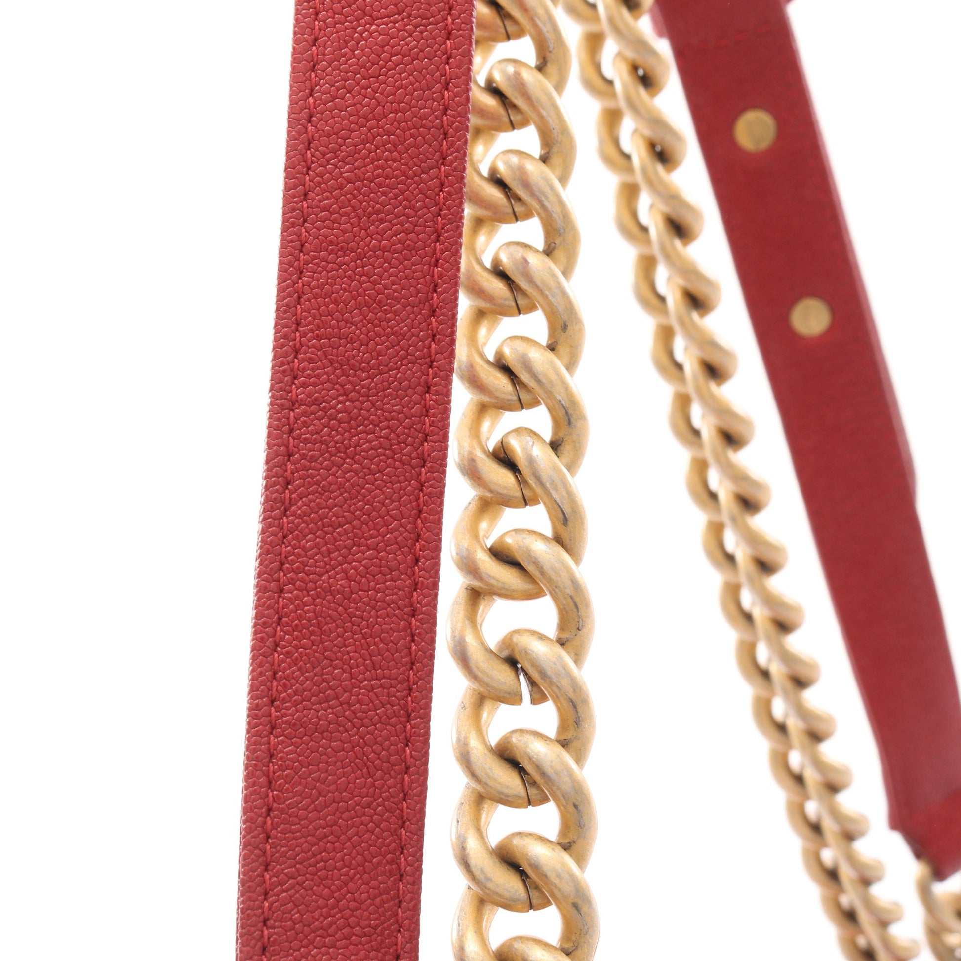 ボーイシャネル チェーンショルダーバッグ キャビアスキン レッド ゴールド金具 シャネル バッグ CHANEL