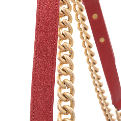 ボーイシャネル チェーンショルダーバッグ キャビアスキン レッド ゴールド金具 シャネル バッグ CHANEL