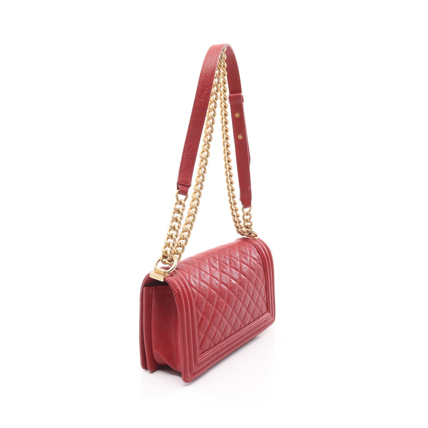 ボーイシャネル チェーンショルダーバッグ キャビアスキン レッド ゴールド金具 シャネル バッグ CHANEL