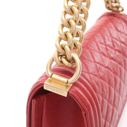 ボーイシャネル チェーンショルダーバッグ キャビアスキン レッド ゴールド金具 シャネル バッグ CHANEL