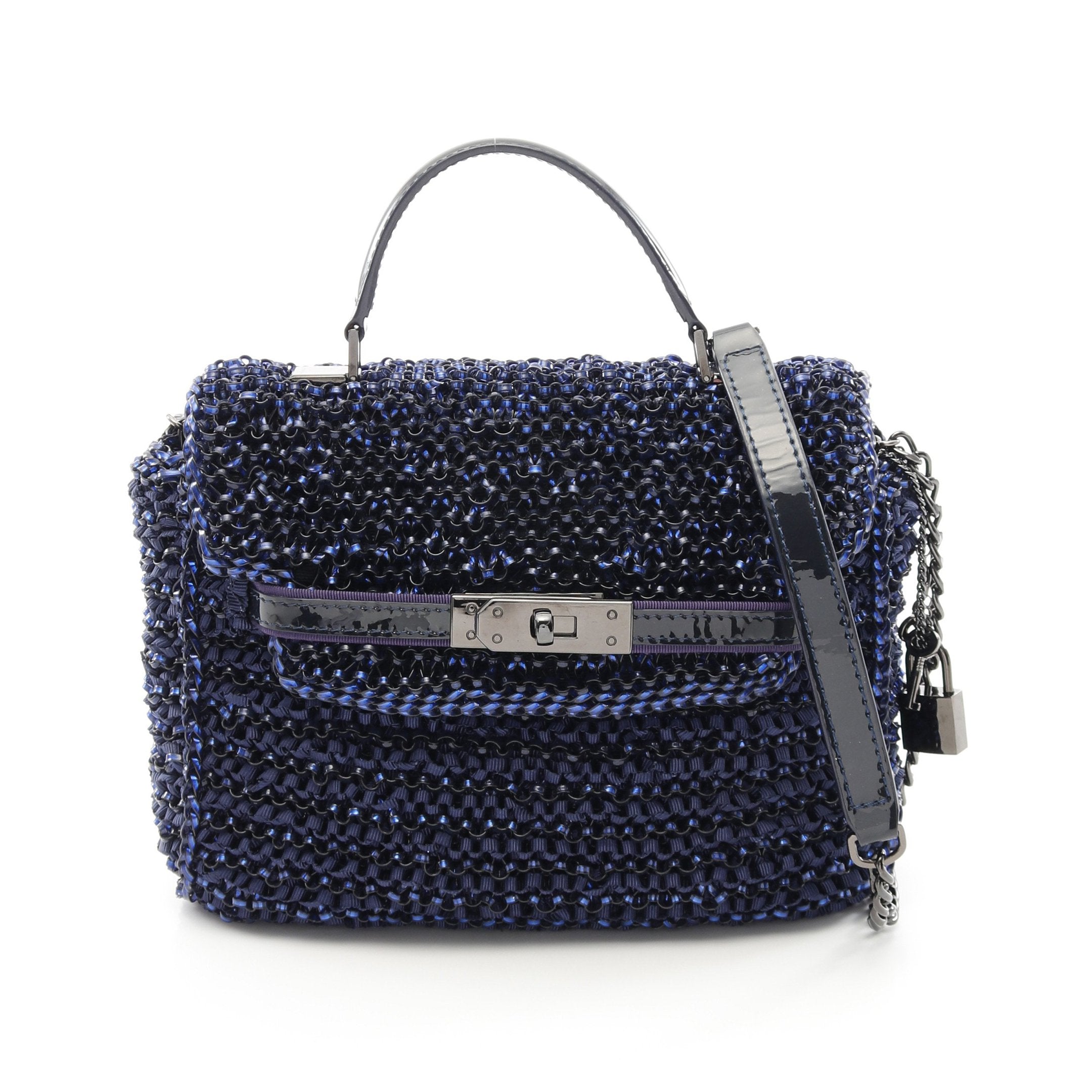 ケイト ミディアム ハンドバッグ PVC ファブリック エナメルレザー