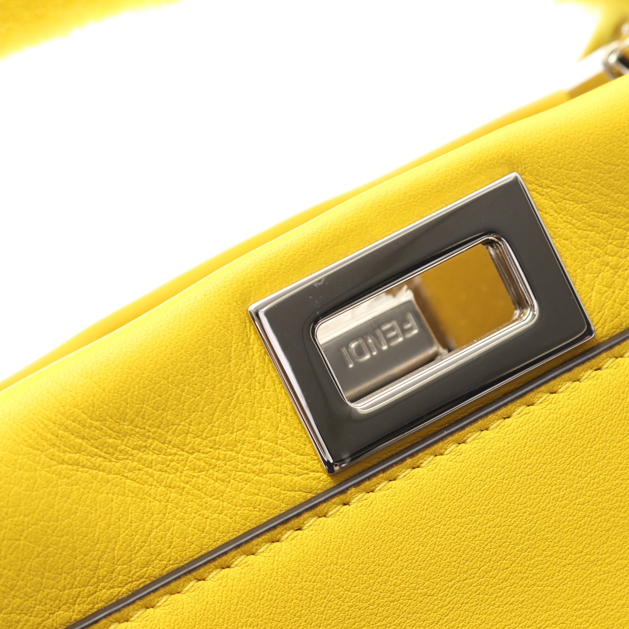 ミニピーカブー ハンドバッグ レザー ファー イエロー 2WAY