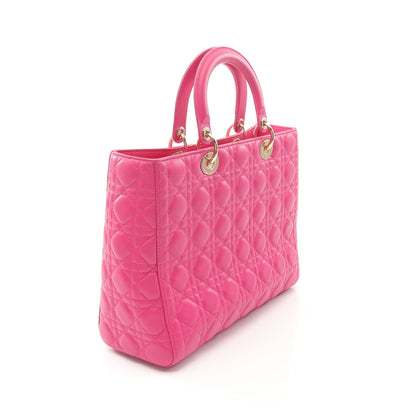 レディディオール ラージ ハンドバッグ レザー ピンクパープル 2WAY クリスチャンディオール バッグ Christian Dior