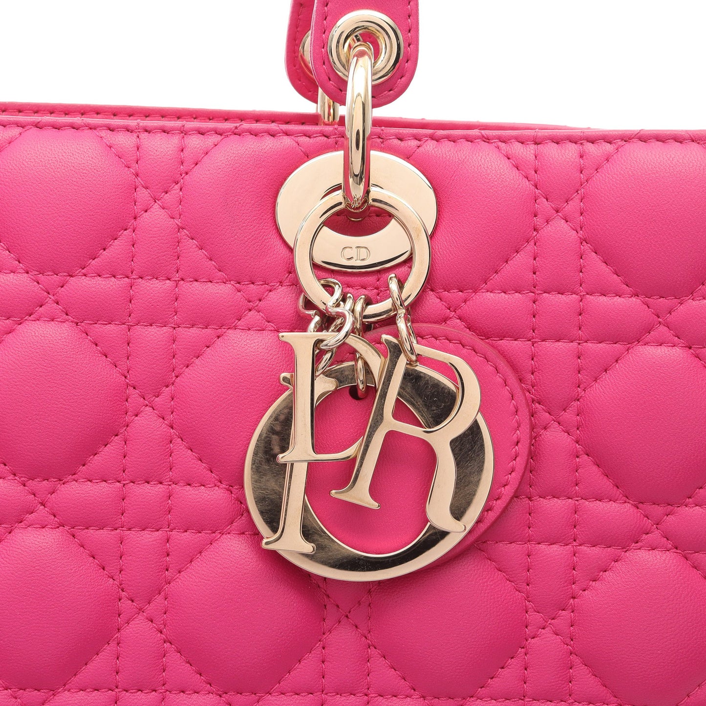 レディディオール ラージ ハンドバッグ レザー ピンクパープル 2WAY クリスチャンディオール バッグ Christian Dior