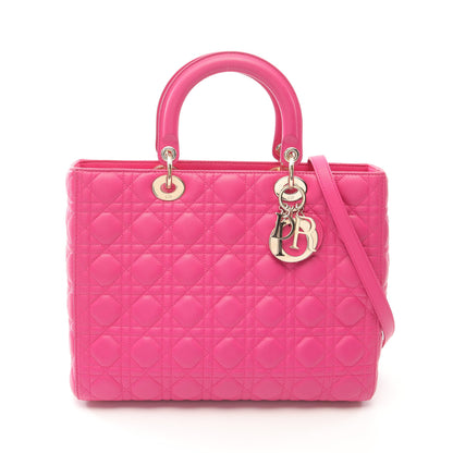 レディディオール ラージ ハンドバッグ レザー ピンクパープル 2WAY クリスチャンディオール バッグ Christian Dior